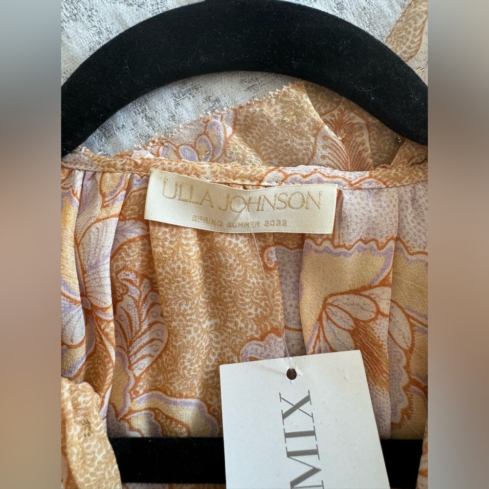 NWT $695 SP22 Ulla Johnson Cecily Magnolia Mini Dress Long Puff Sleeve Floral 0 - Picture 6 of 7